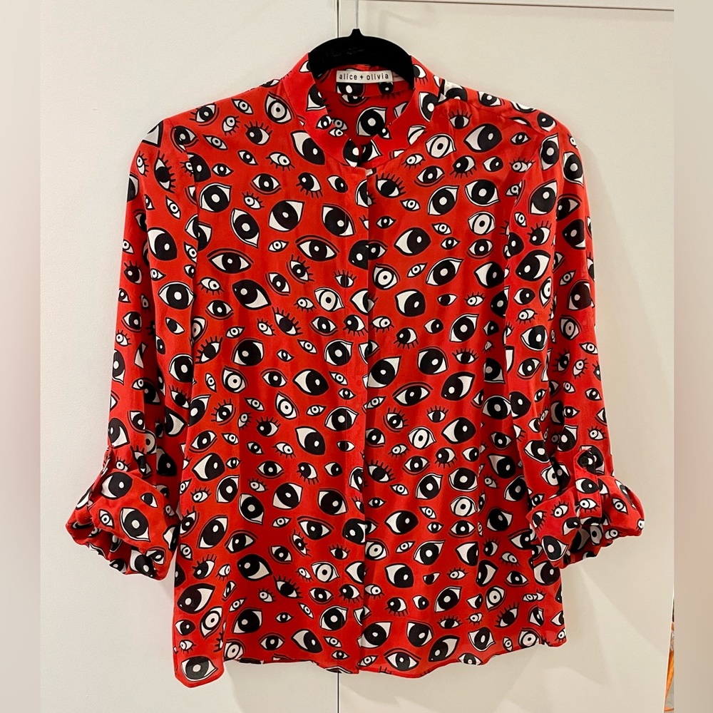 ALICE + OLIVIA Eloise Red Eye Blouse - S